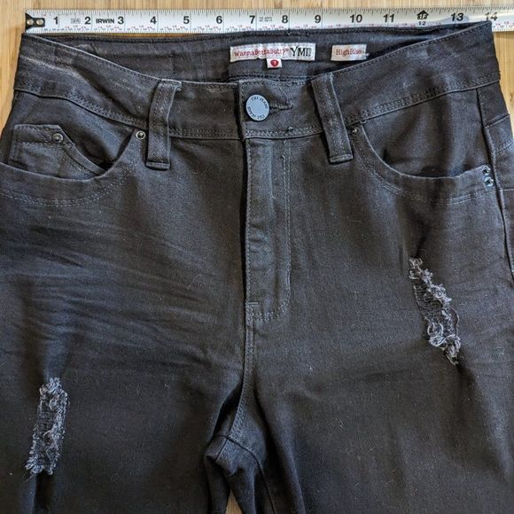 YMI High Rise Black Distressed Jeans Perfect Condition Sized 7 - Picture 9 of 10